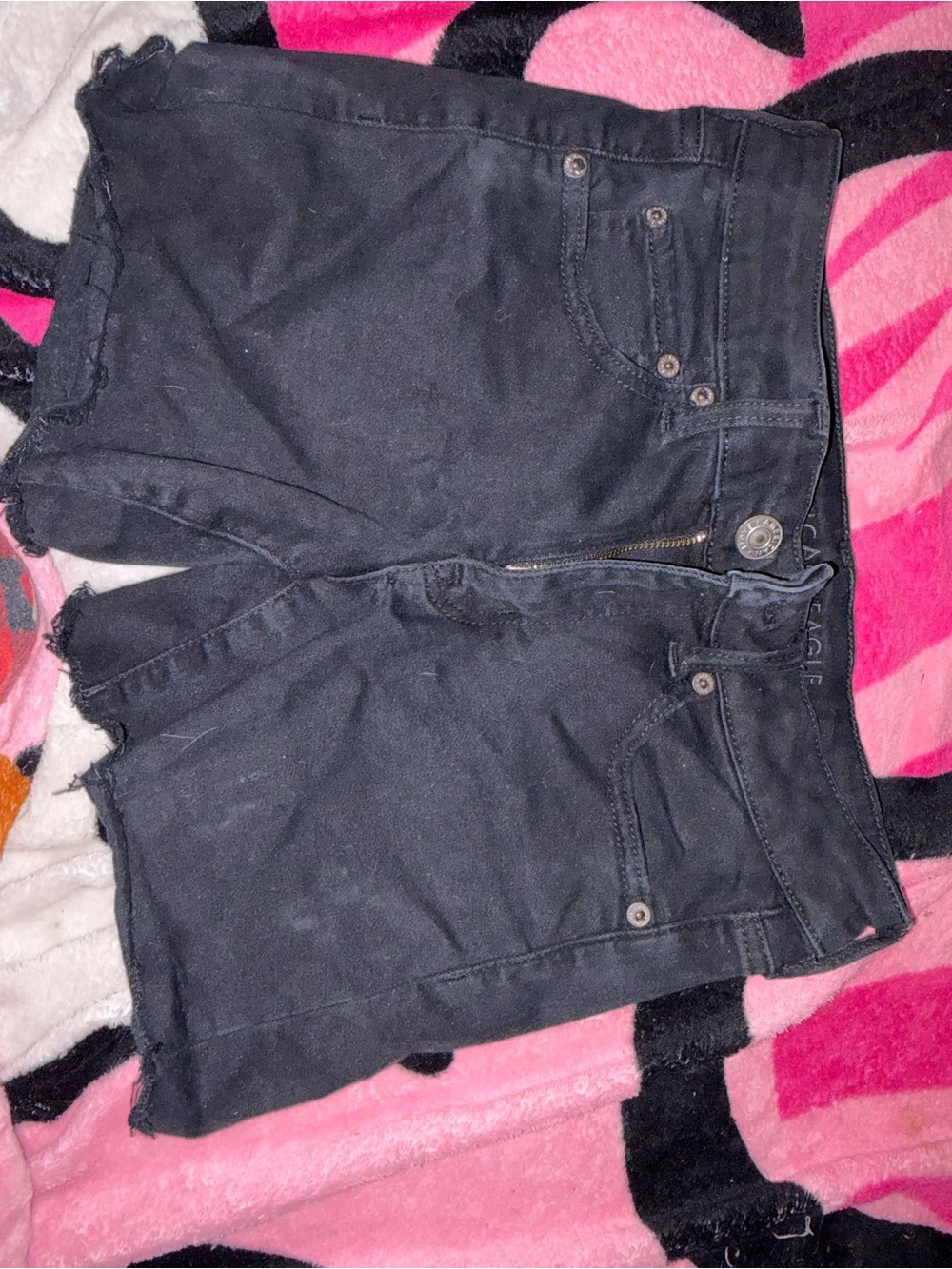 American Eagle Outfitters High-Waist Black Denim Cutoff Shorts